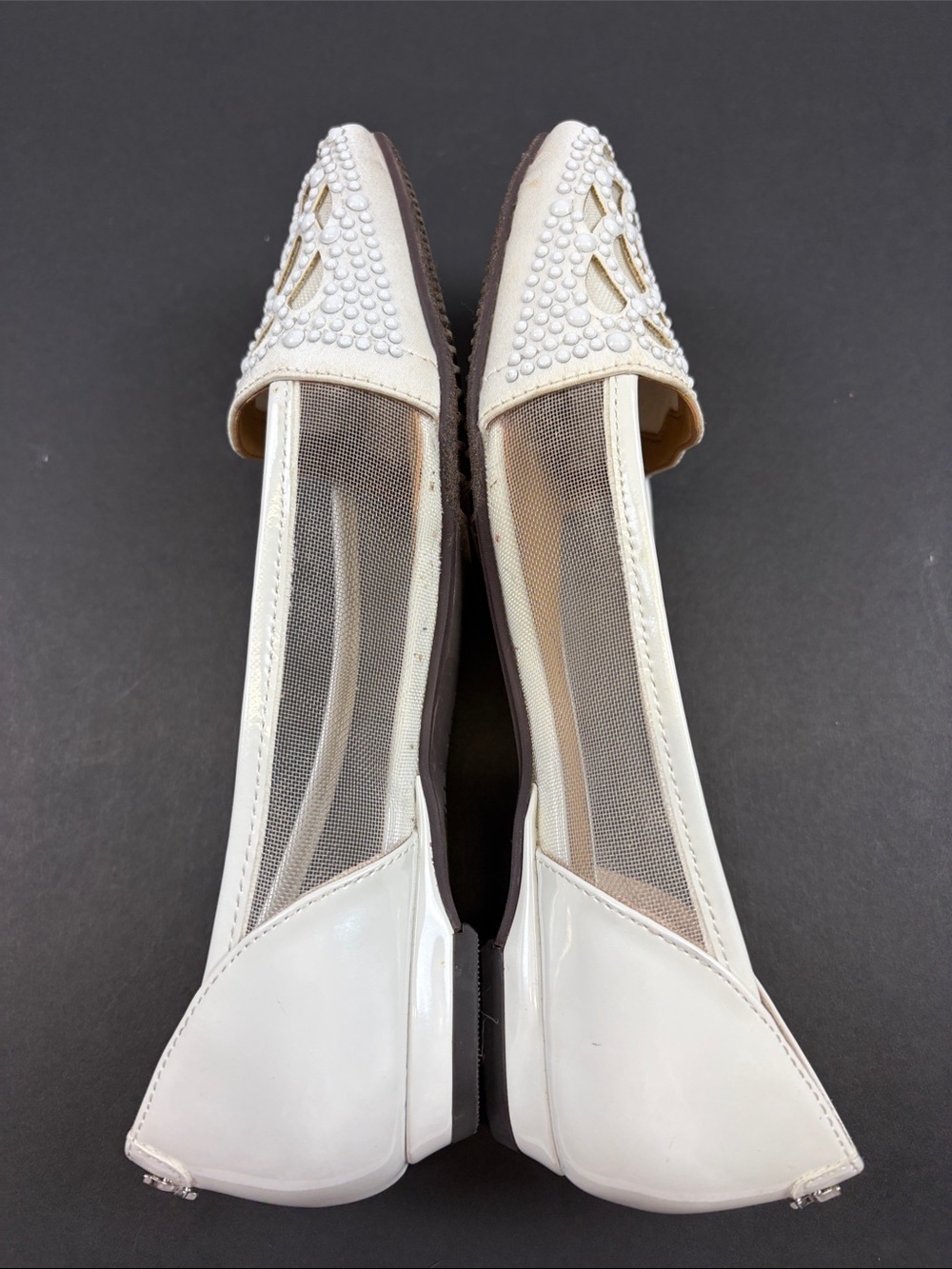 J.RENEE IVORY PEARL FLORAL MESH FLATS BRIDAL WEDDING DRESS SHOES SIZE 6.5 - Picture 6 of 8